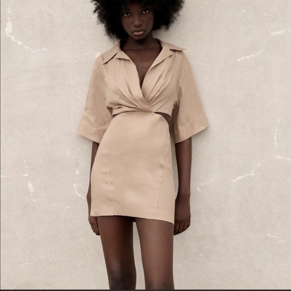 Zara Dresses & Skirts - NWT Zara cut-out collard dress - linen stretch !